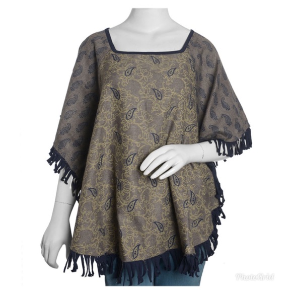 Accessories - Navy and Taupe Acrylic Floral and Paisley